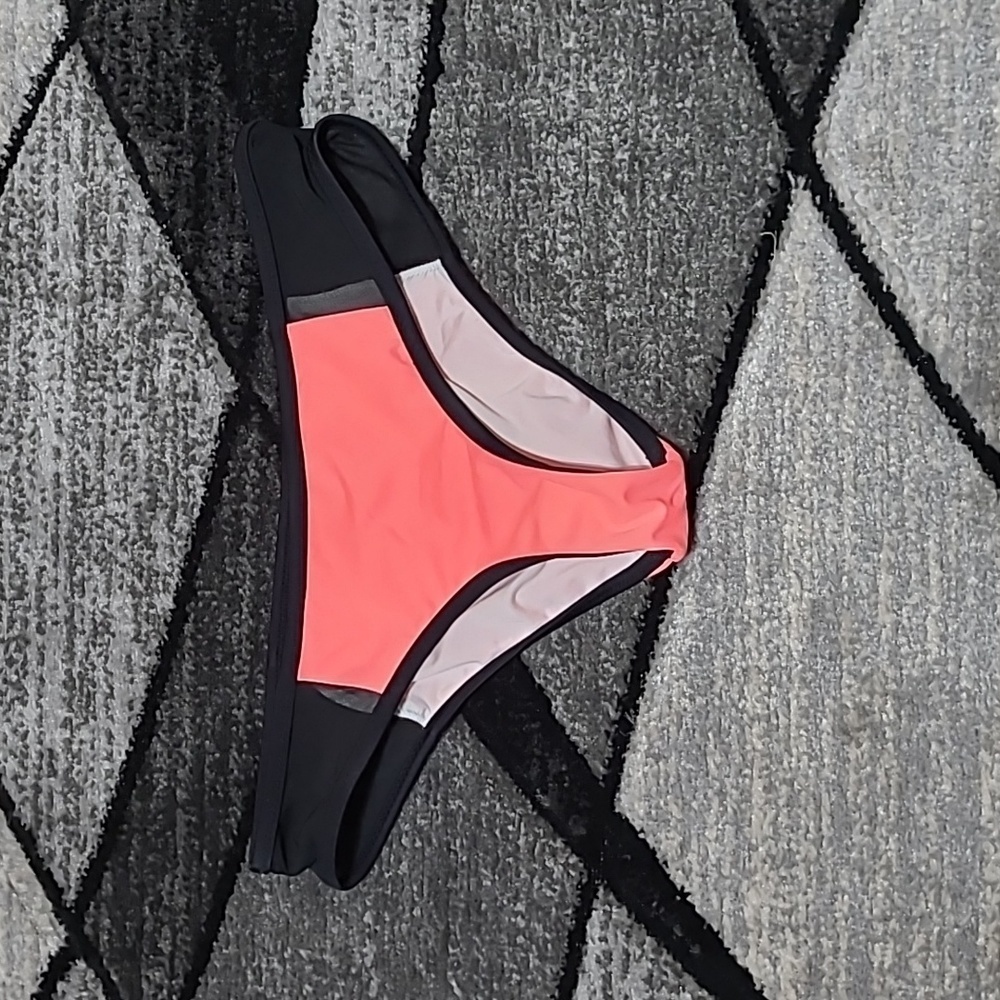 VS PINK 2017 HIPSTER MESH SILVER METAL LOGO SWIMSUIT BOTTOM